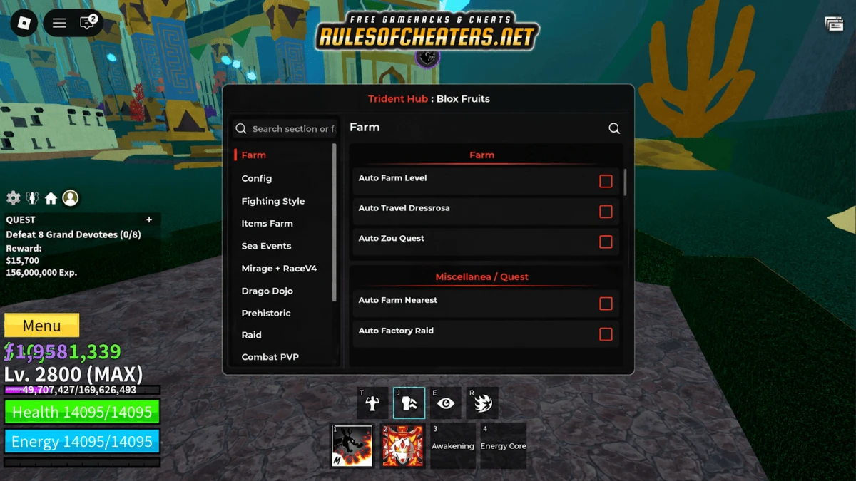 Blox Fruits Trident Hub Script – Auto Farm, Raid, Sea Events