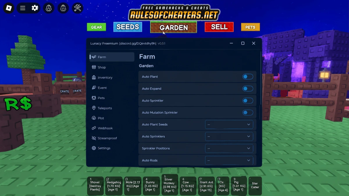 Grow a Garden Lunacy Hub Script – Auto Plant, Auto Sprinkler