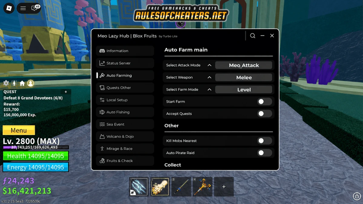 Blox Fruits ML Hub Script – Auto Farming, Auto Pirate Raid