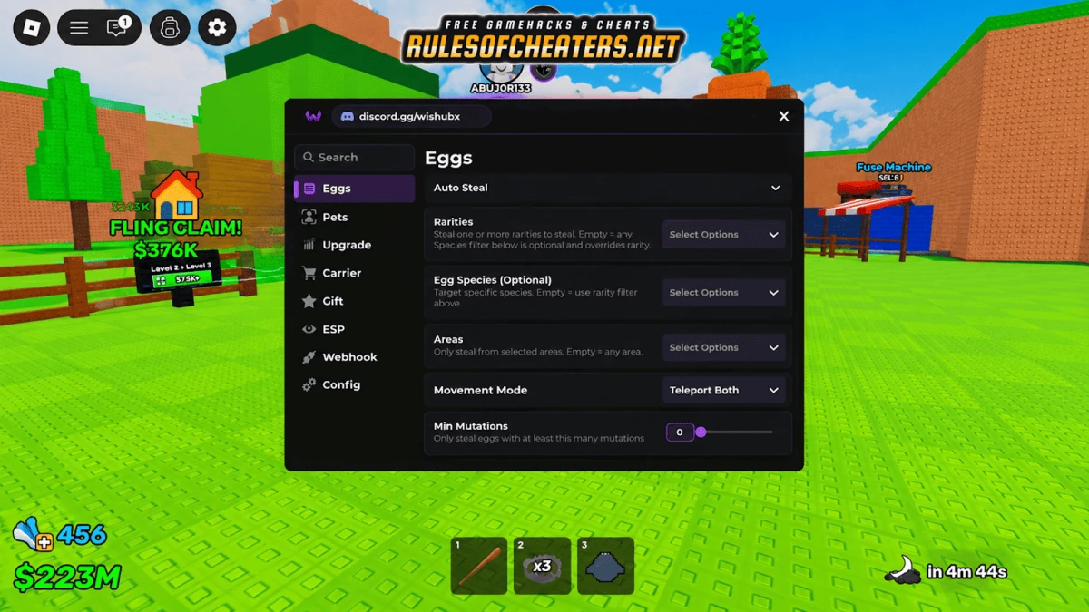 Steal An Egg Wis Hub Script – Auto Steal, ESP, Areas, Gift
