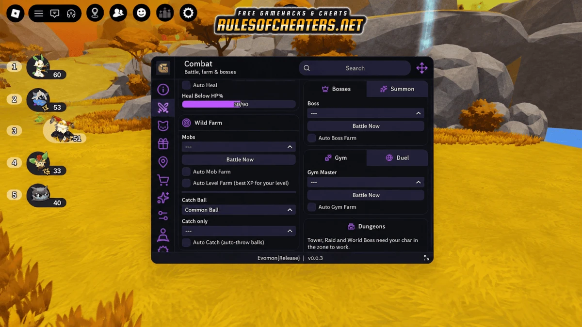 Evomon Glua Hub Script – Auto Level Farm, Auto Boss Farm, Auto Catch