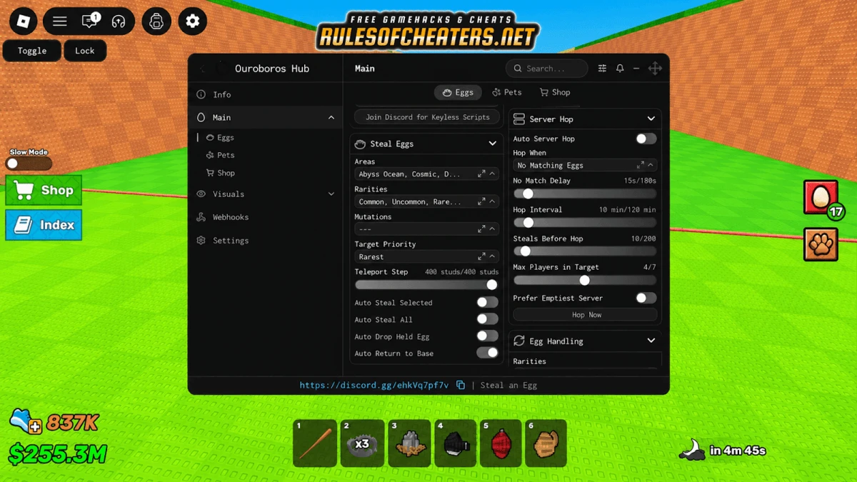 Steal An Egg Ouroboros Hub Script – Auto Steal, Server Hop