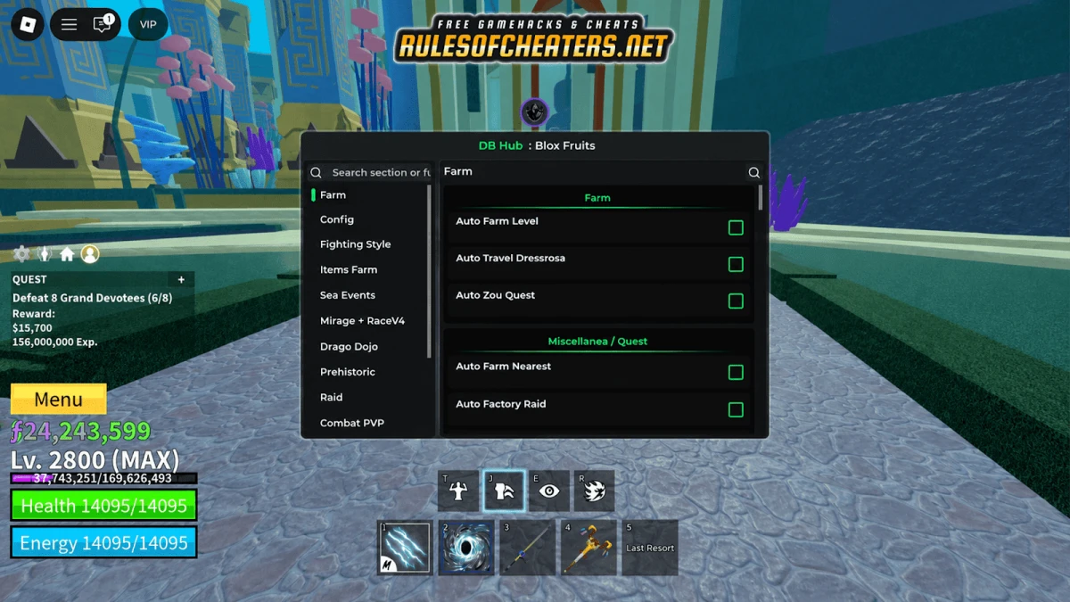 Blox Fruits DB Hub Script – Auto Farm Level, Auto Factory Raid