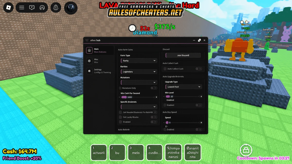 Survive Lava For Brainrots Ather Hub Script – Auto Farm, Auto Buy