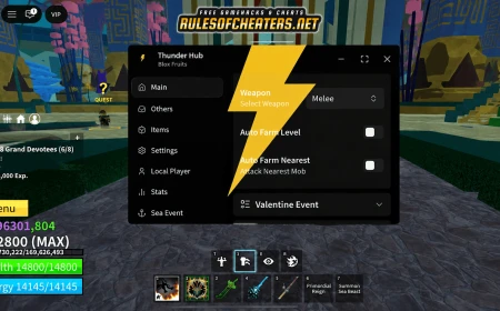 Blox Fruits Thunder Hub Script – Auto Farm, Sea Event, Stats