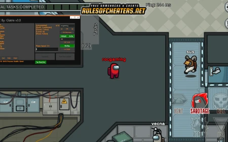 Among Us Glatrix V3 Cheat – Fullbright, No Clip, Player Speed