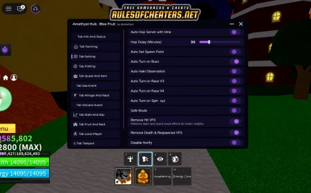 Blox Fruits Amethyst Hub Script – Auto Farm, Race V4, ESP